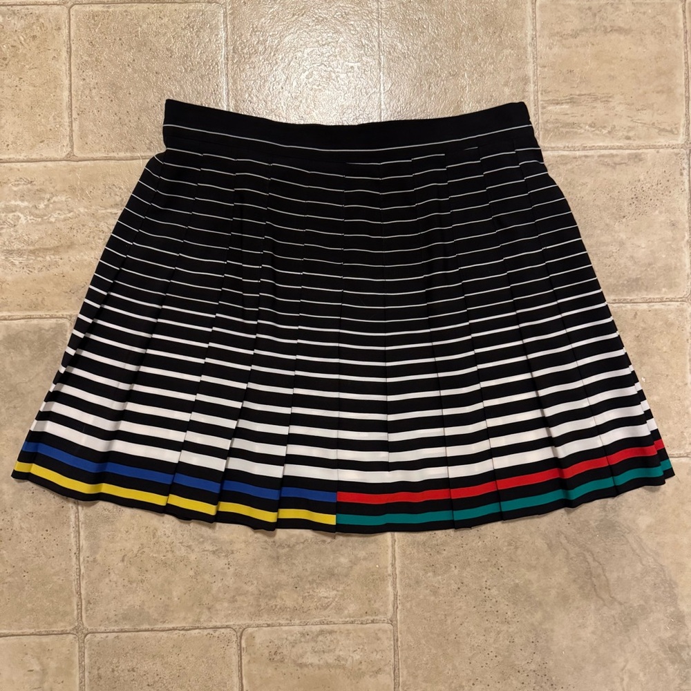 Tail preppy pleated black and white colorful stripe golf tennis skirt